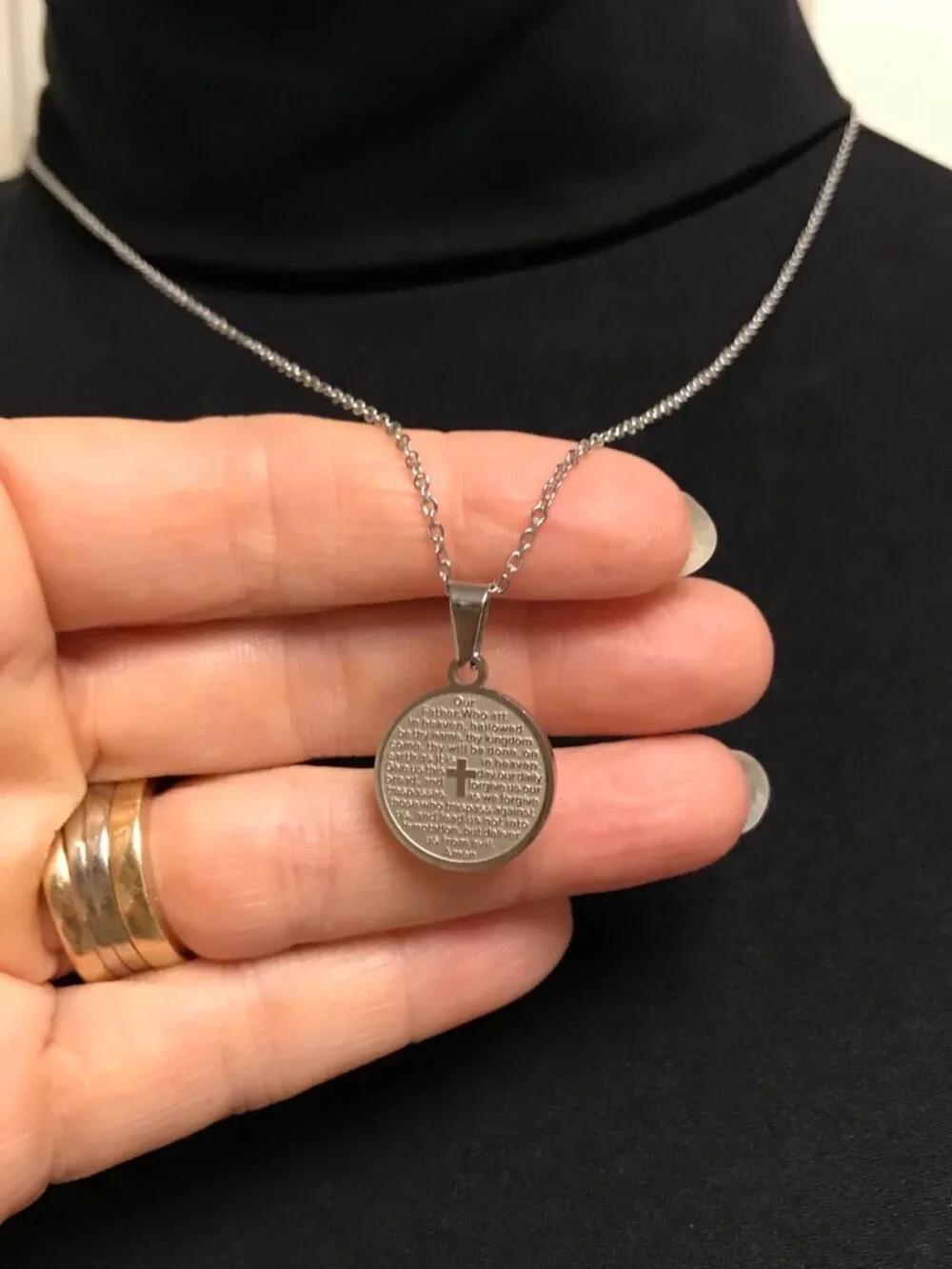 Lord's Prayer Pendant Necklace + Stainless Steel 18-inch Chain NEW